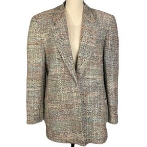Vintage Emil Rutenberg 100% Hand Woven Silk Multicolor Tweed Oversized Blazer M